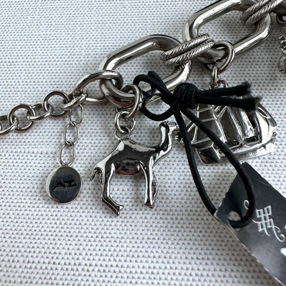 AZ II Charm Bracelet with Watch, Silver Tone, 7.5” + Extender NWT - Picture 15 of 16